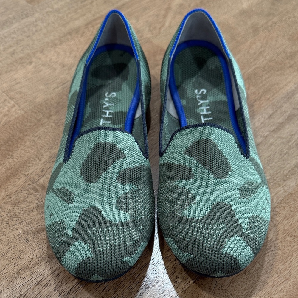 Rothy's Green Camo Knit Slip-On Flats
